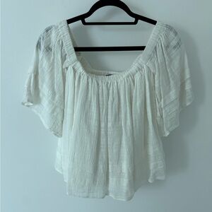 bebe White Off-Shoulder Peasant Top